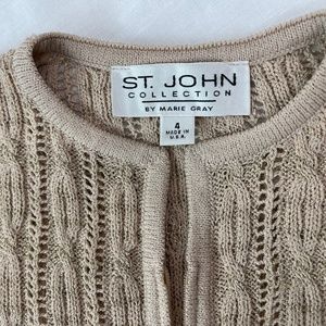 St John Collection by Marie Gray Size 4 Gold Evening Sweater Shoulder Zip
